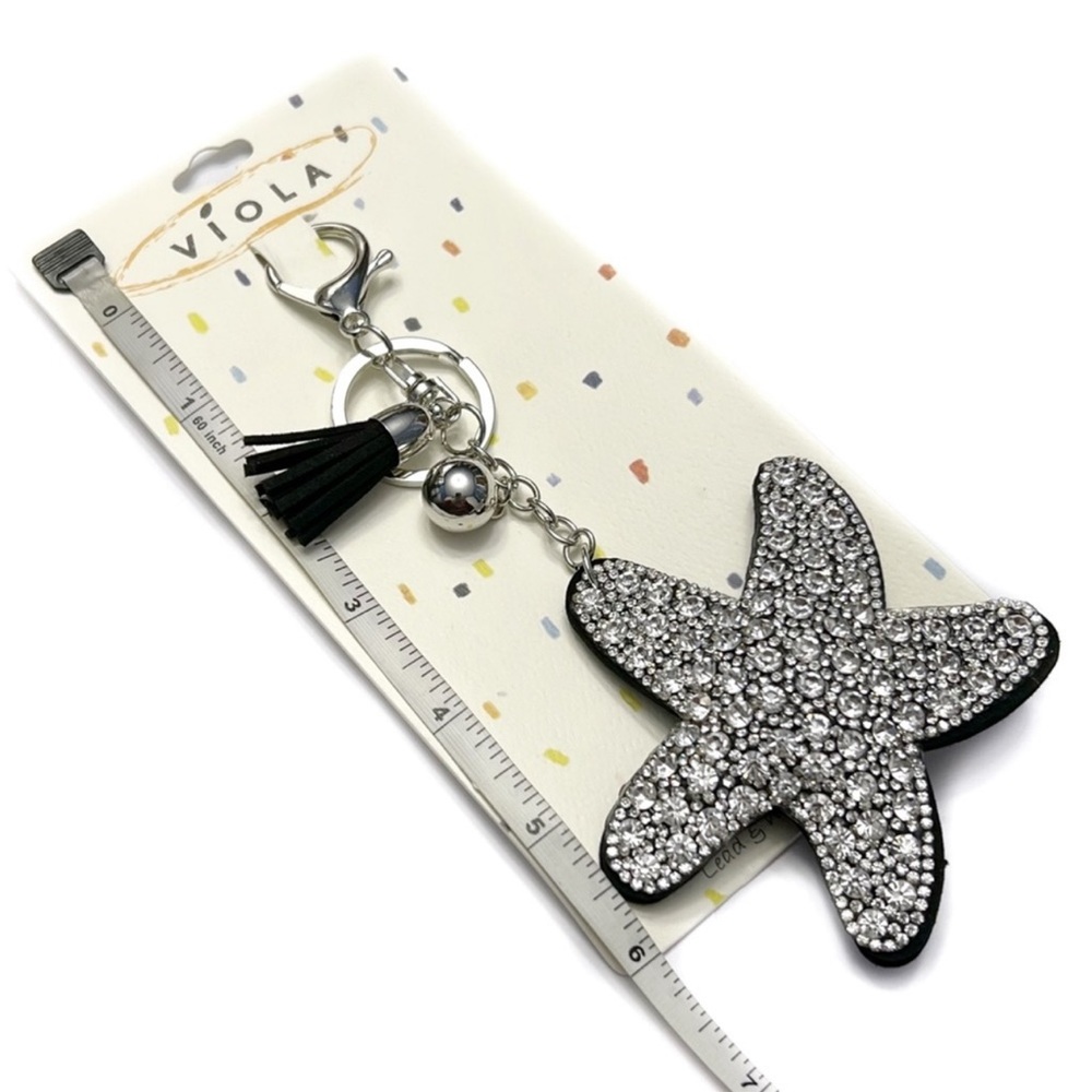 $3/20 Star Keychain Rhinestone Starfish Purse Charm with Tassle Silver &… - Picture 5 of 7